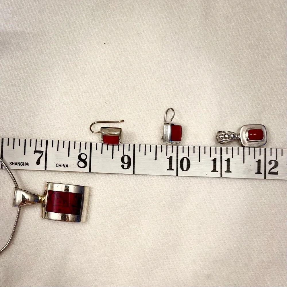 Silpada Red Coral & Sterling Silver Pendant Only • RARE & Retired • LIKE NEW - Picture 7 of 7